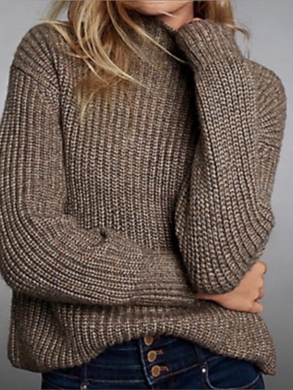 Ann Taylor Ribbed shimmering Mock Neck Sweater in Olive